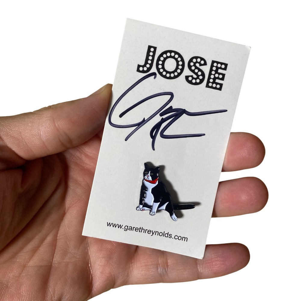 Gareth Reynolds Signed Jose Enamel Pin The Dollop Podcast Tuxedo Cat Memorabilia